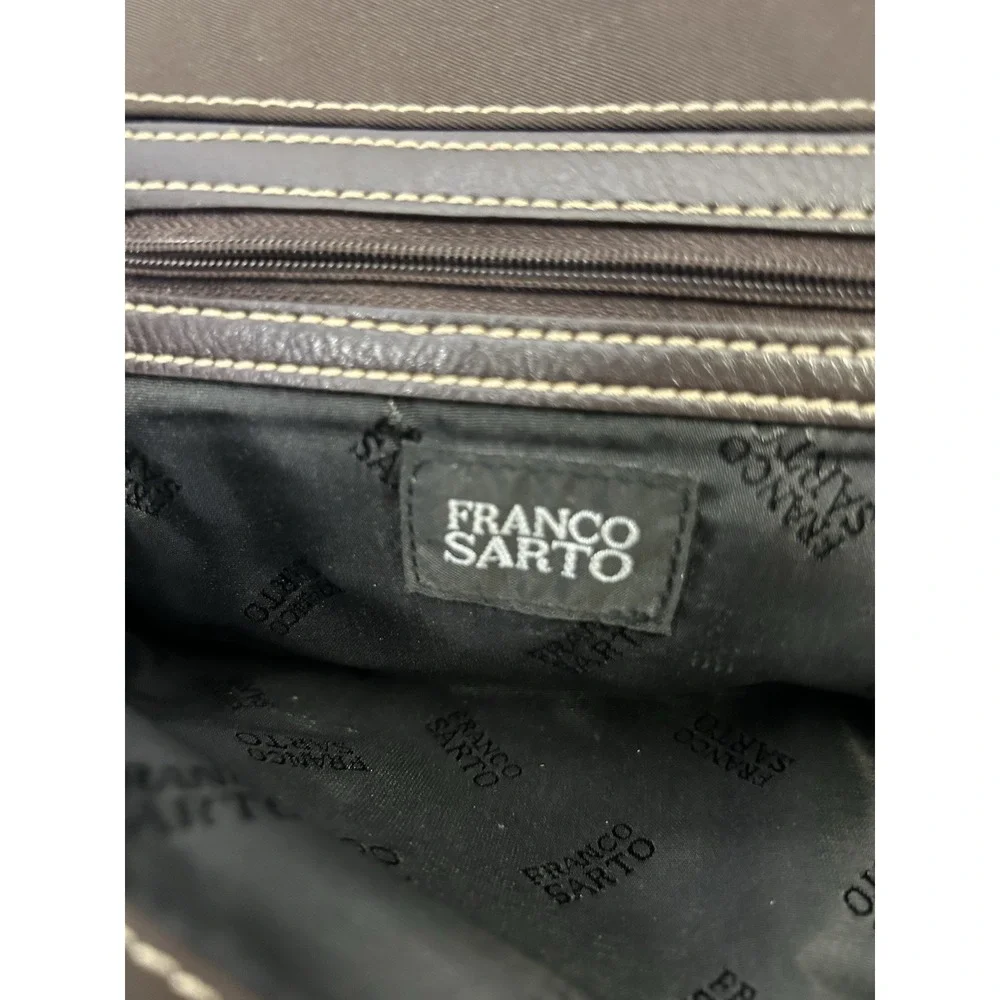 Franco Sarto brown leather shoulder bag Silver Buckle Croc Embossed Y2K Med Size